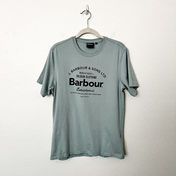 [Barbour] Blue Crew Neck Logo Graphic Tee Short Sleeve T-Shirt Size Medium M - Picture 2 of 10
